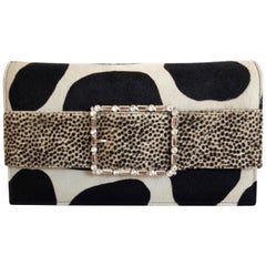 Manolo Blahnik 2000s Mixed Animal Print Calf Hair Clutch 