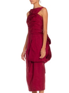 2000S MARC JACOBS Burgundy Silk Taffeta Cocktail Dress