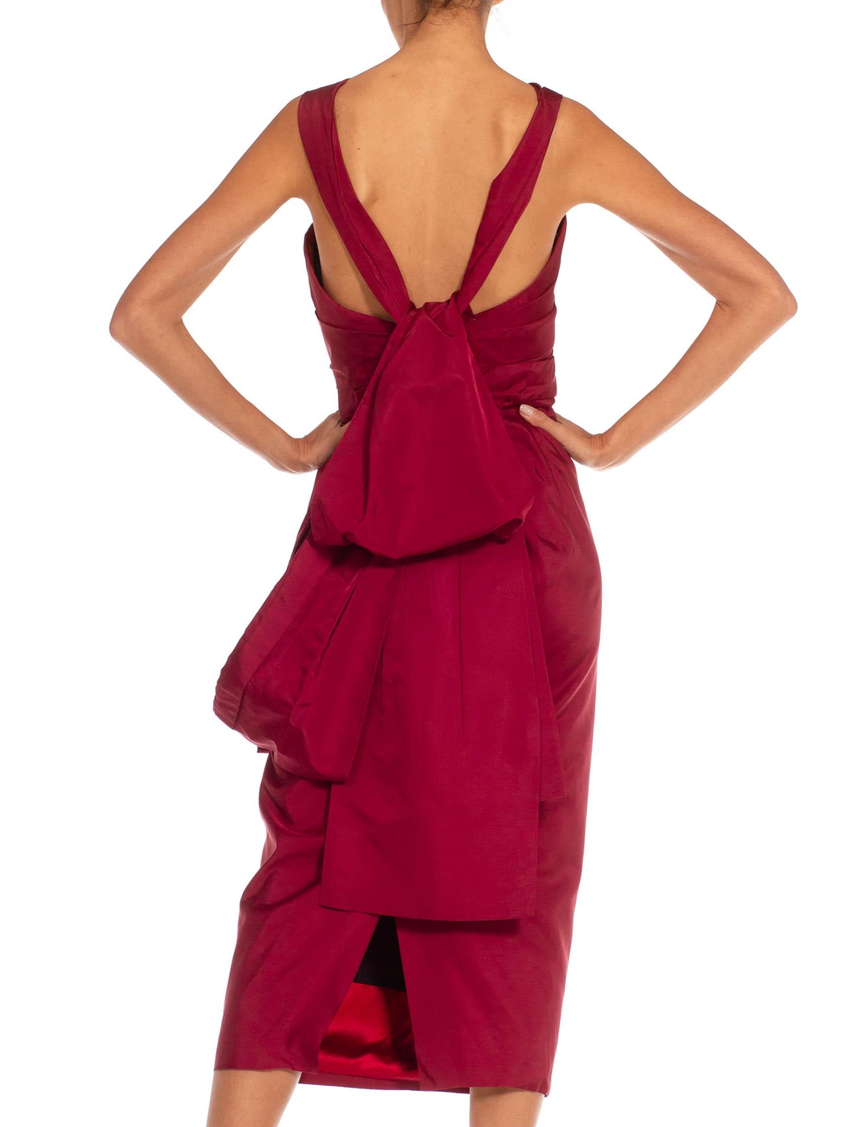 2000S Marc Jacobs Burgundy Silk Taffeta Cocktail Dress For Sale 2