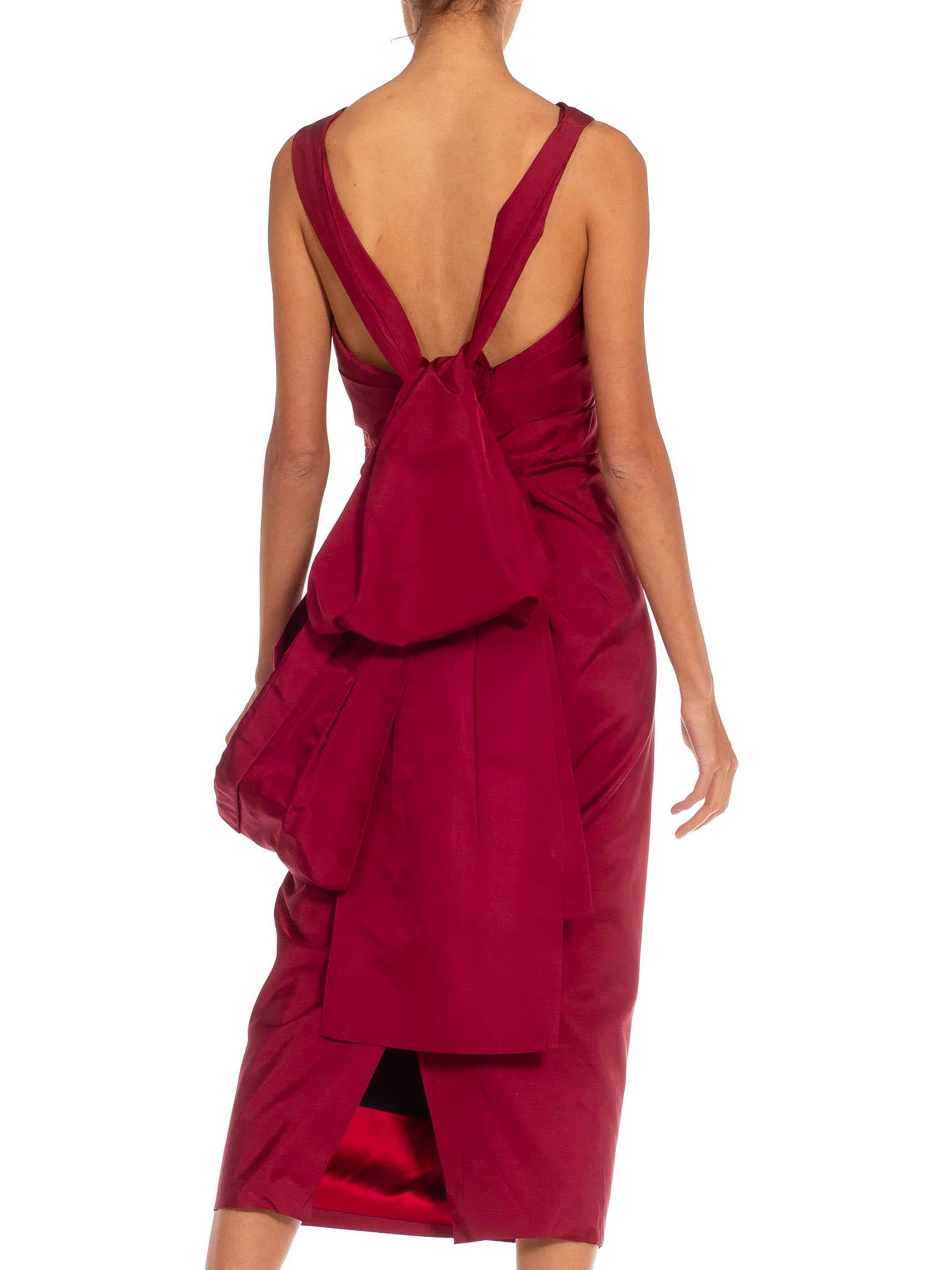 2000S Marc Jacobs Burgundy Silk Taffeta Cocktail Dress For Sale 5