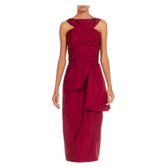 2000S MARC JACOBS Burgundfarbenes Cocktailkleid aus Seidentaft