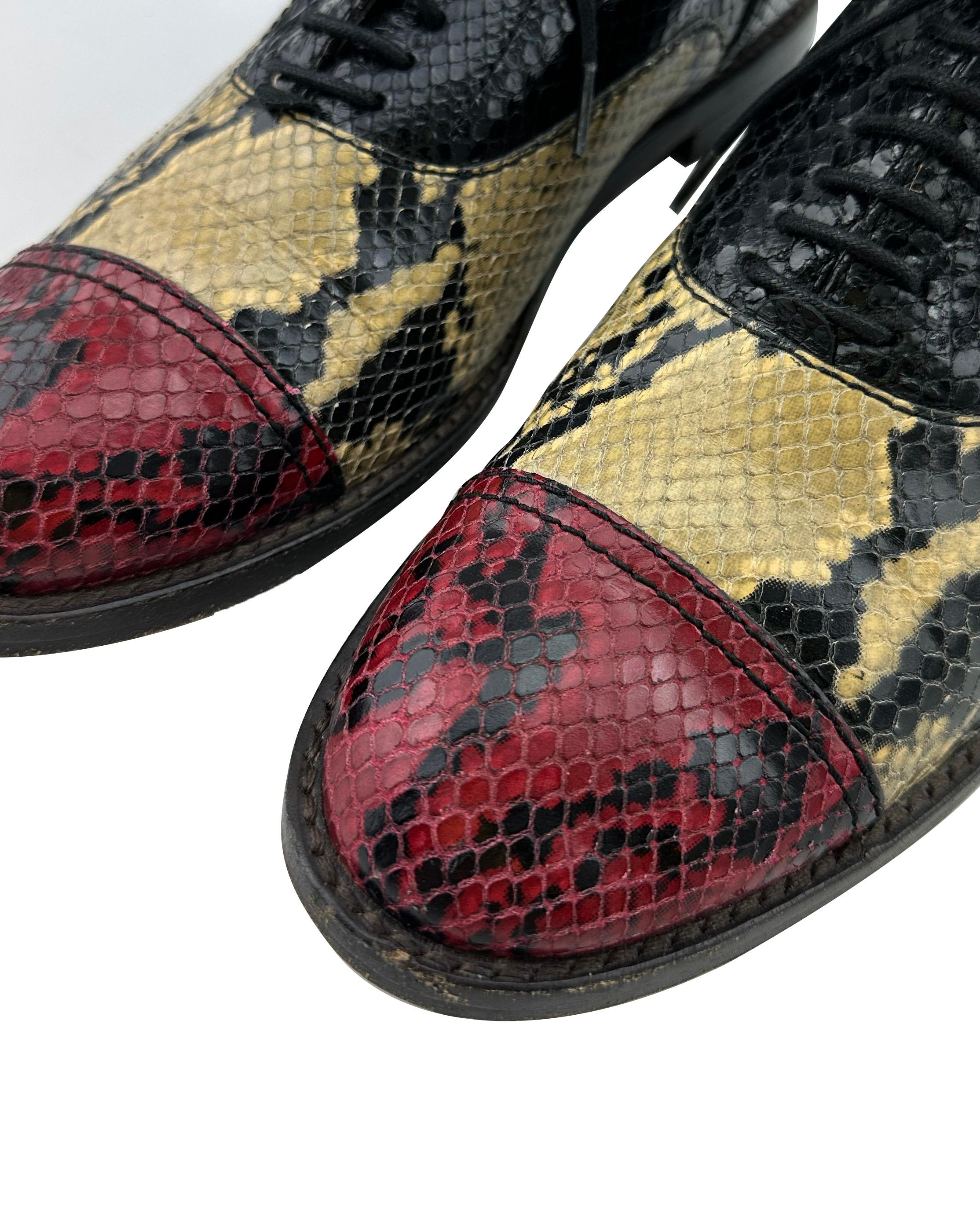 2000's Marc Jacobs Multi Colour Snake Skin Oxfords In Good Condition For Sale In Toronto, Ontario