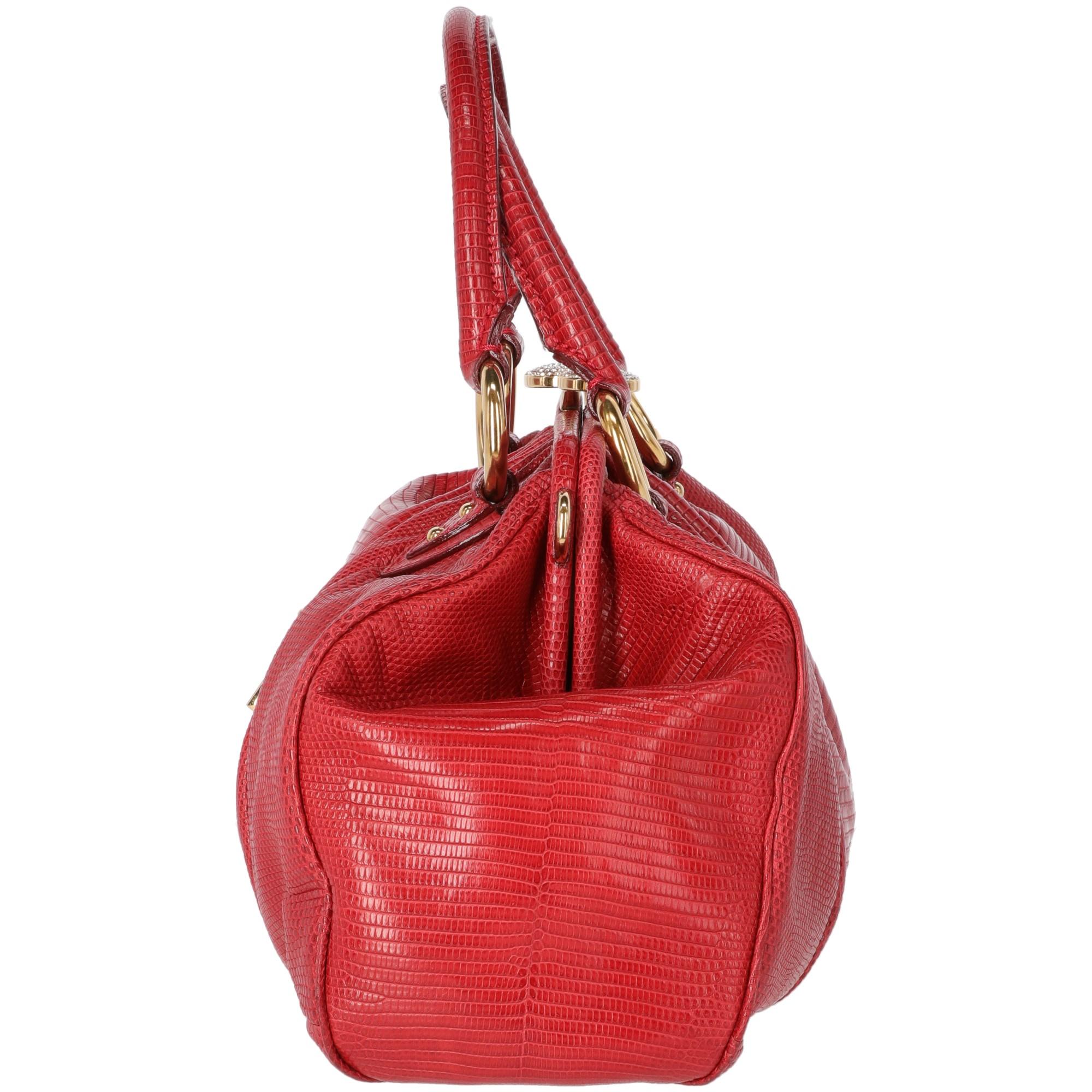 Women's 2000s Marc Jacobs Red Lizard Tejus Handbag