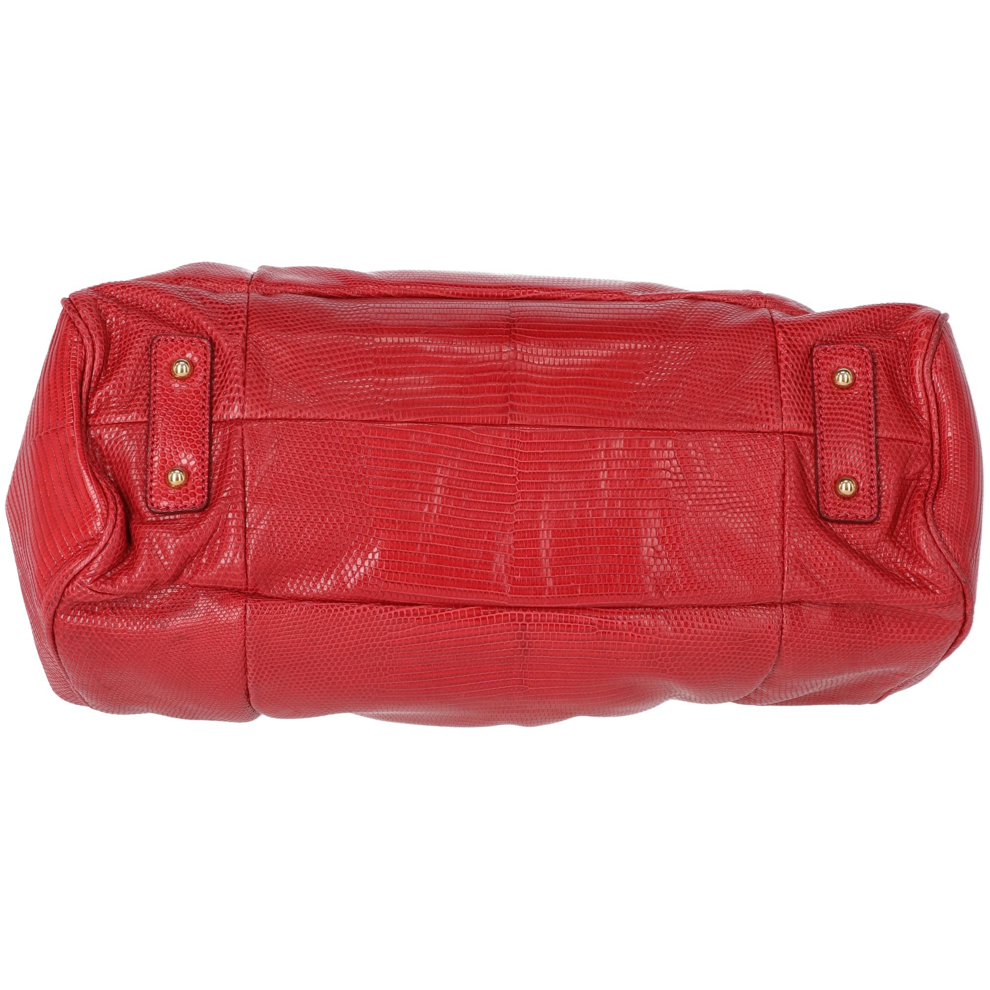 2000s Marc Jacobs Red Lizard Tejus Handbag 1