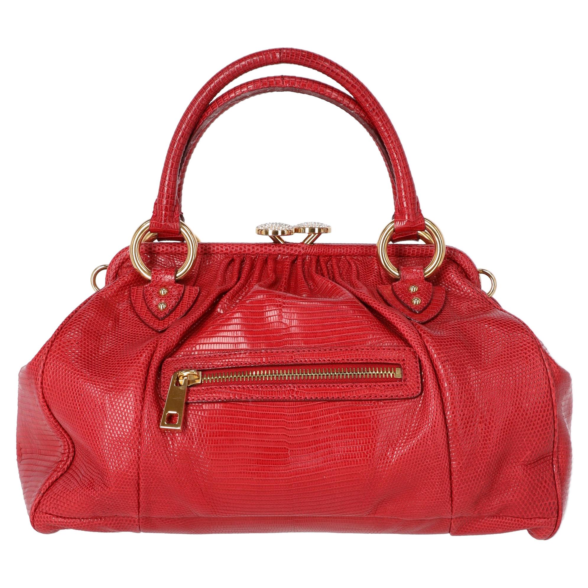 2000s Marc Jacobs Red Lizard Tejus Handbag