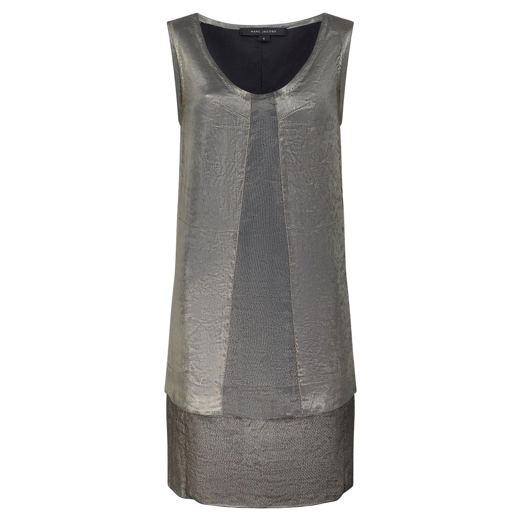 2000s Marc Jacobs Vestido de Flapper de Lamé Plateado en venta