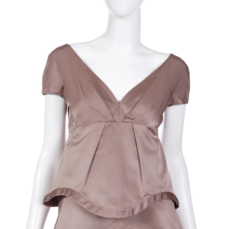 2000s Marc Jacobs Toffee Brown Cotton & Silk Tiered Party Dress For Sale 2