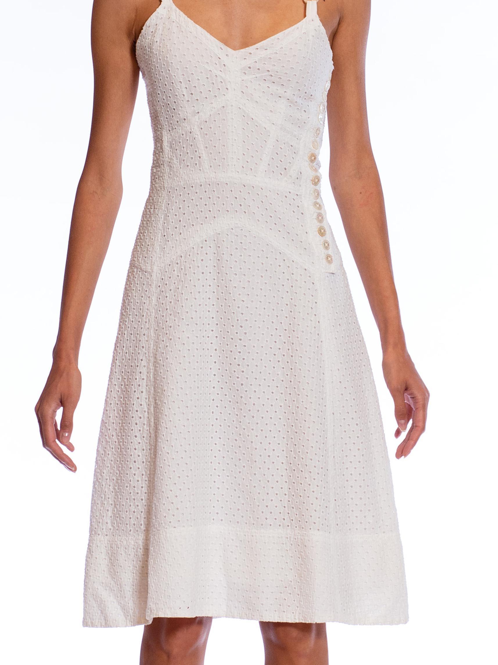 2000S MARC JACOBS White Cotton Eyelet Lace Summer Dress For Sale 3
