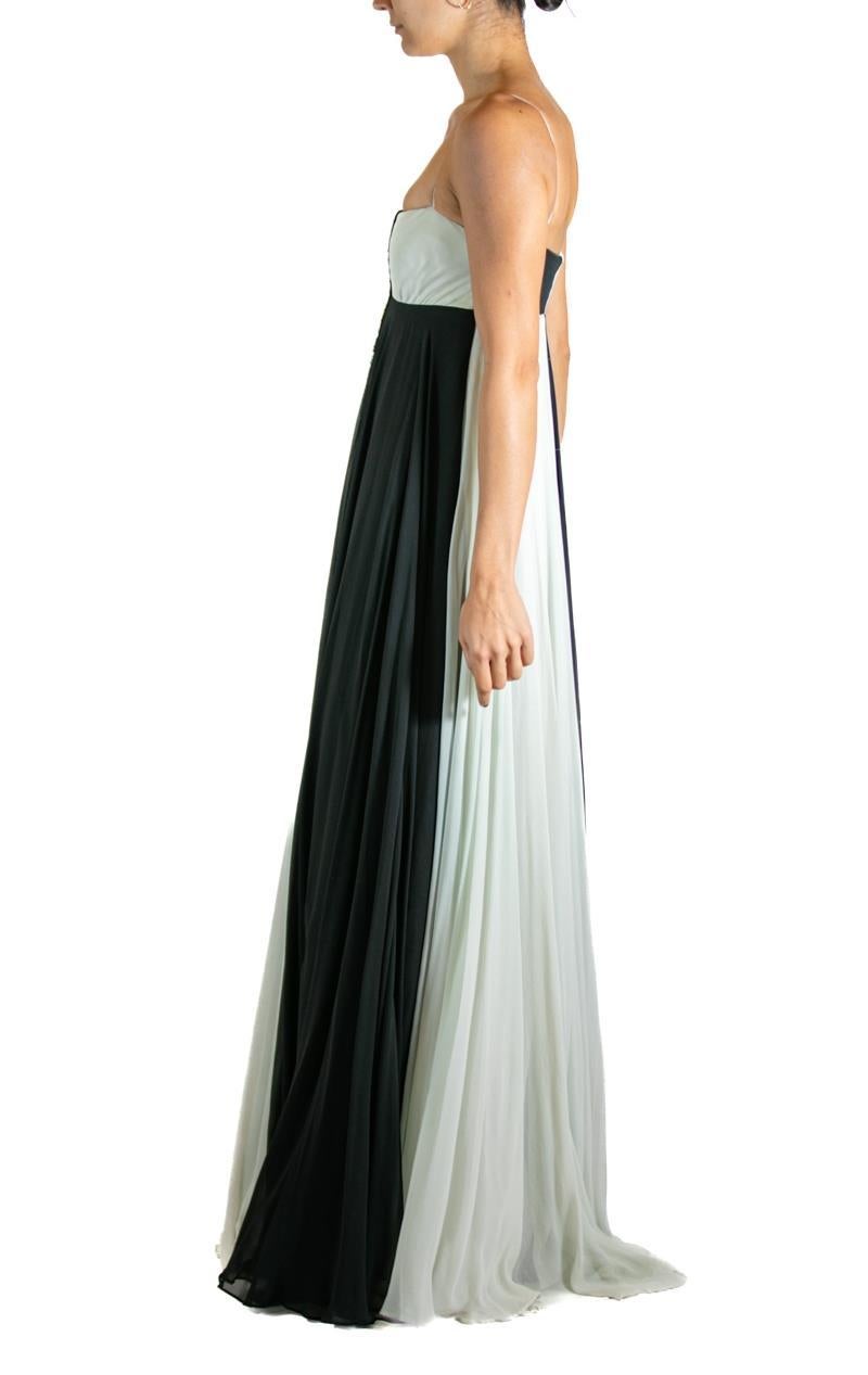 Beige 2000S MARCHESA Black & White Beaded Gown As-Is For Sale