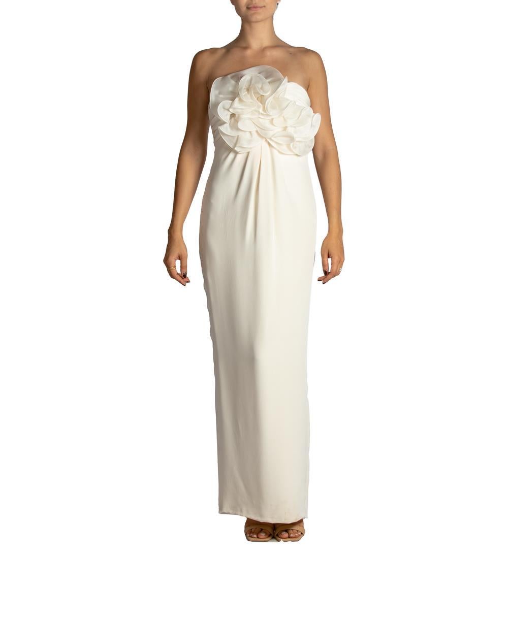 2000S MARCHESA Cream Silk Faille Strapless Gown In Excellent Condition For Sale In New York, NY