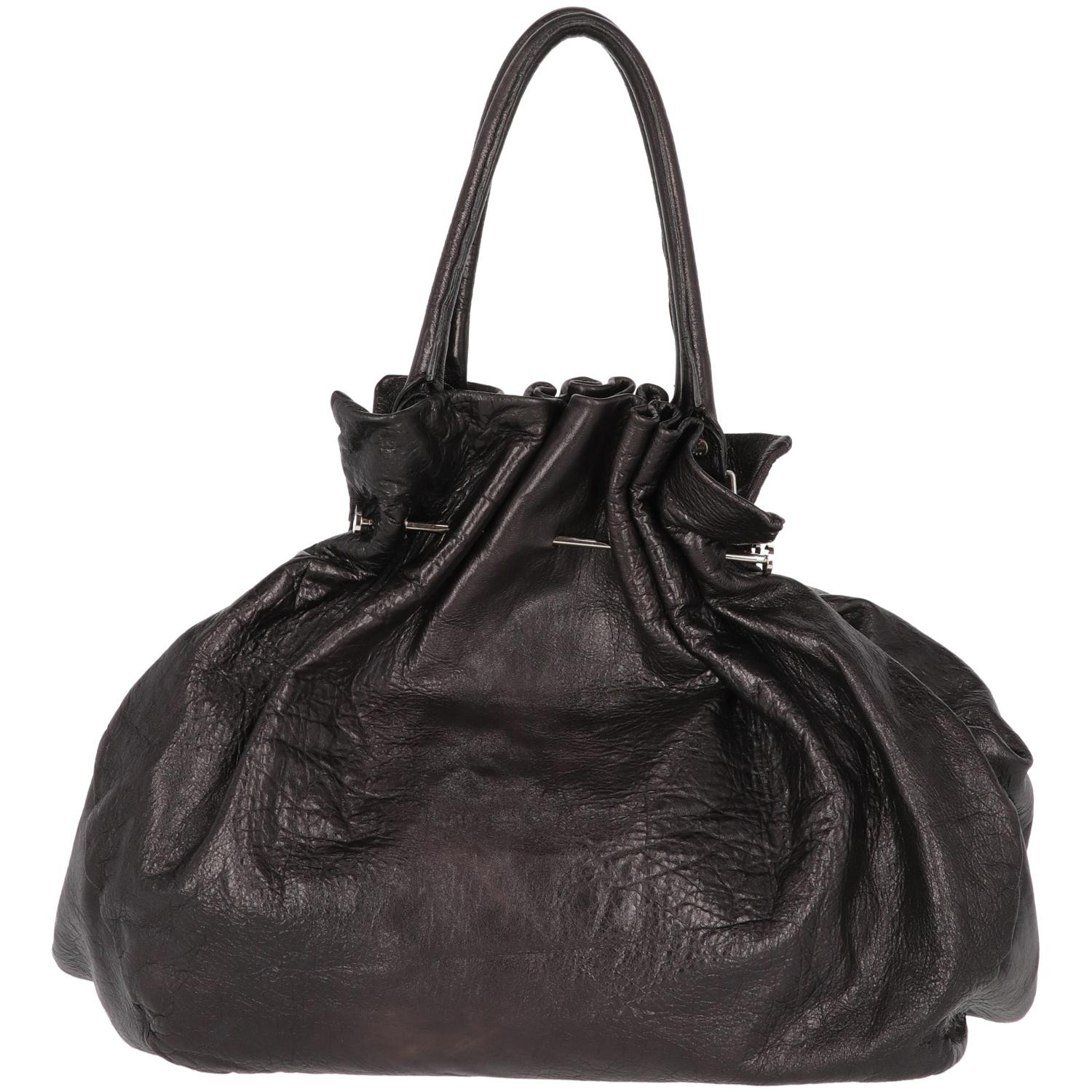 Women's 2000s Marni Black Leather Tote Bag