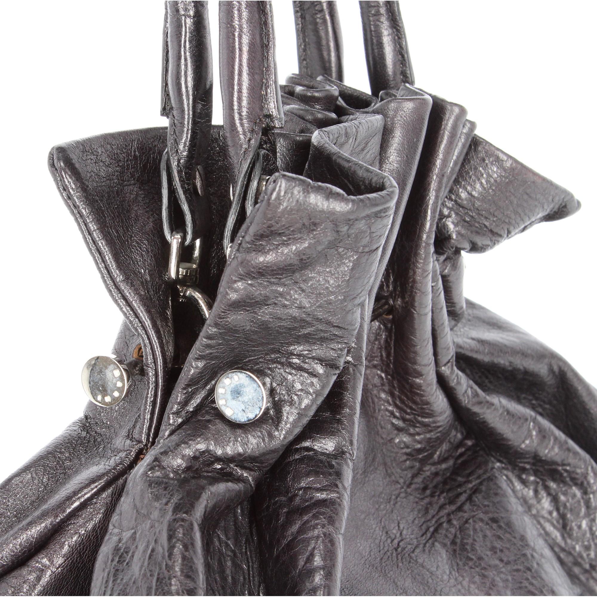 2000s Marni Black Leather Tote Bag 1