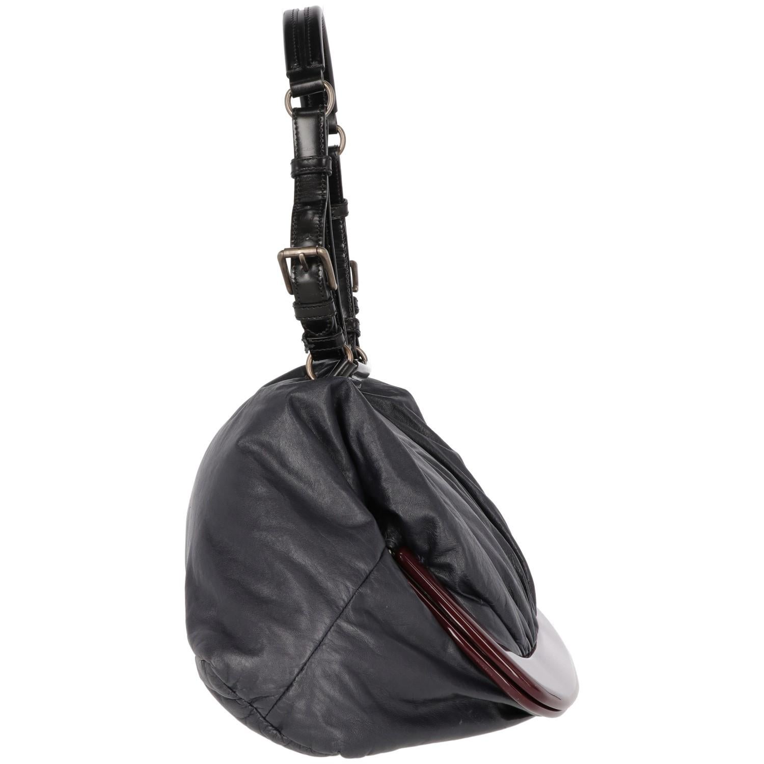 Black 2000s Marni Blue Nappa Leather Tote Bag