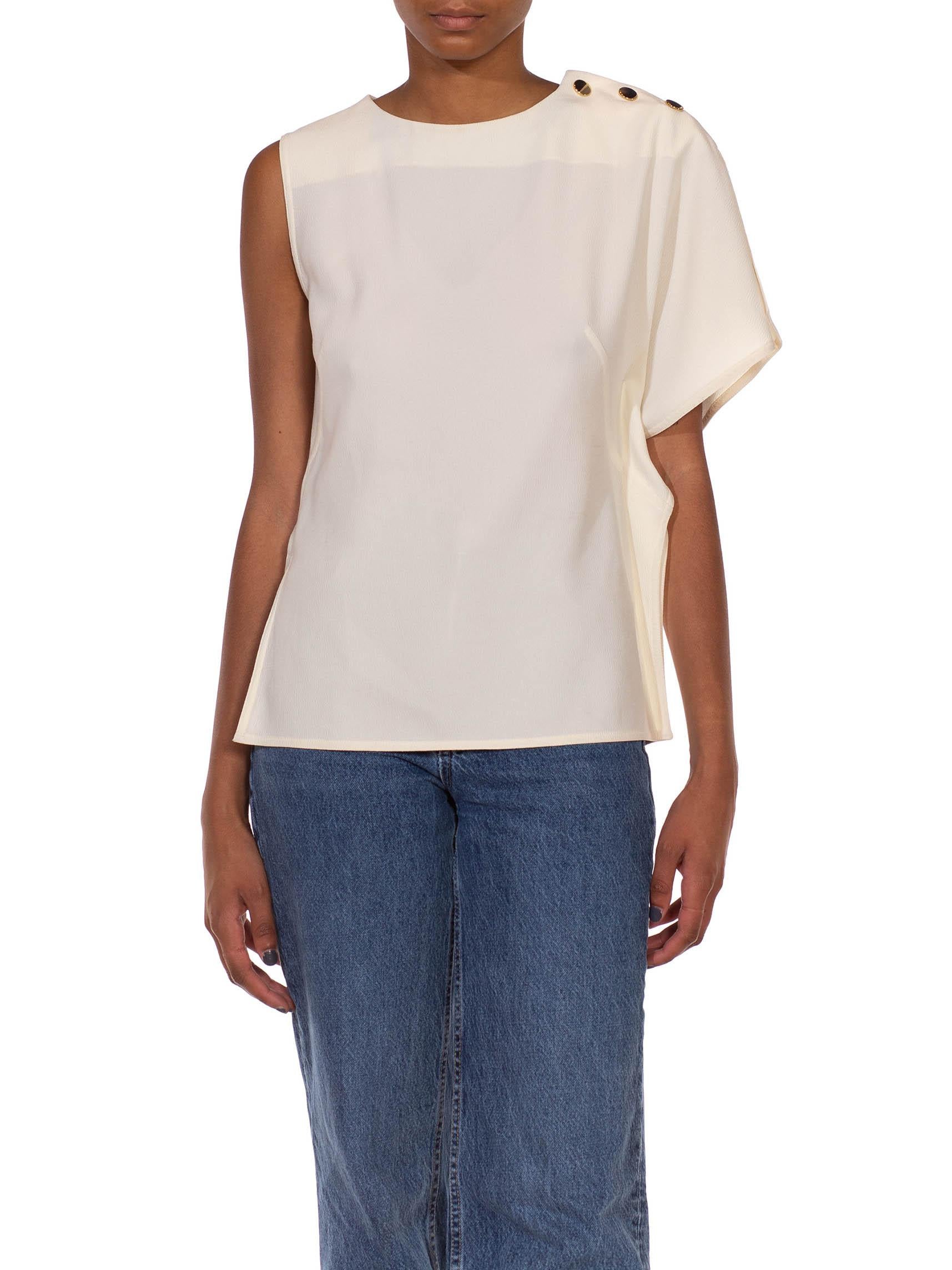 2000S MARNI Cream Silk Faille Top For Sale 5