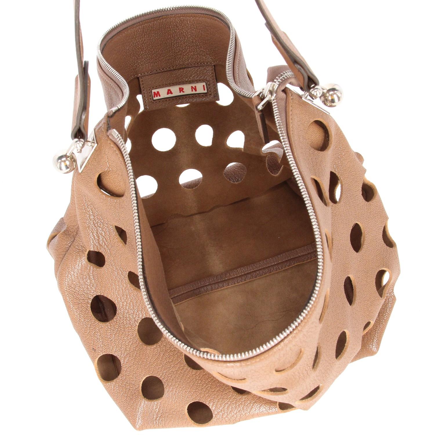 2000s Marni Perforated Brown Leather Tote Bag 3