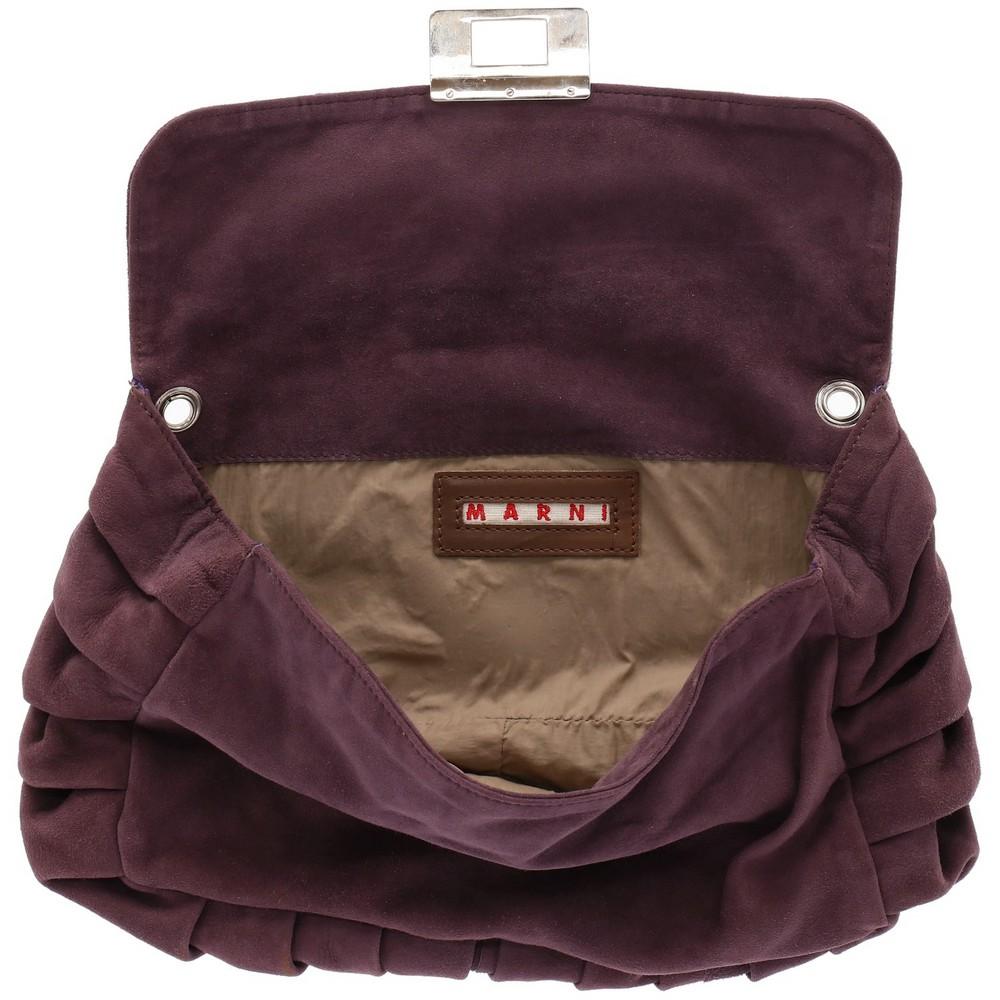 Women's or Men's 2000s Marni purple suede pochette with pleated effect along the edges For Sale
