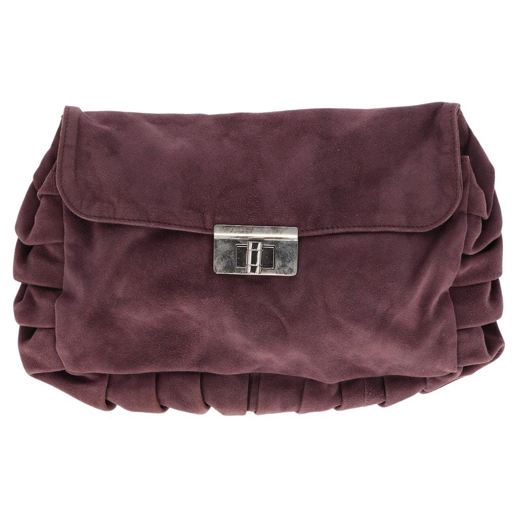 2000s Marni purple suede pochette with pleated effect along the edges For Sale