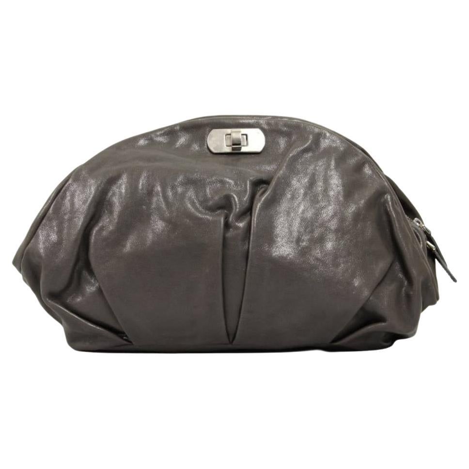 2000s Marni Vintage gray leather clutch bag For Sale