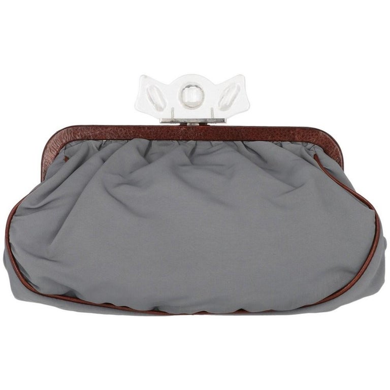 2000s Marni Vintage grey nylon purse with brown details For Sale at 1stDibs