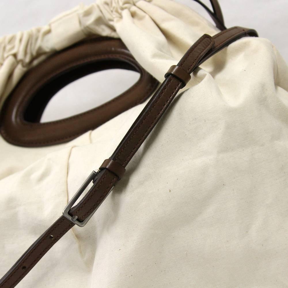 Women's or Men's 2000s Marni Vintage ivory cotton tote bag with brown details