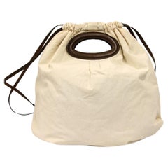 2000s Marni Vintage ivory cotton tote bag with brown details