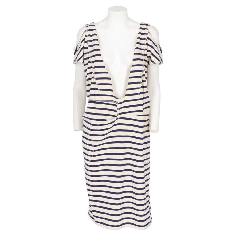 Vintage 2000s striped navy and white dress