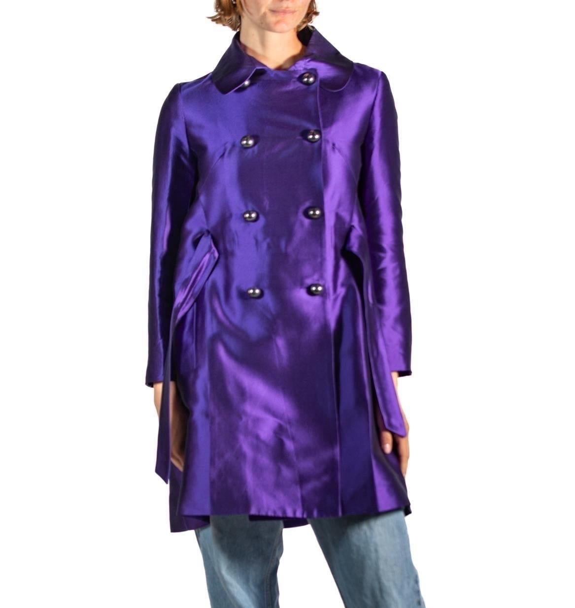 2000S Martin Grant Purple Silk Taffeta Coat In Excellent Condition In New York, NY