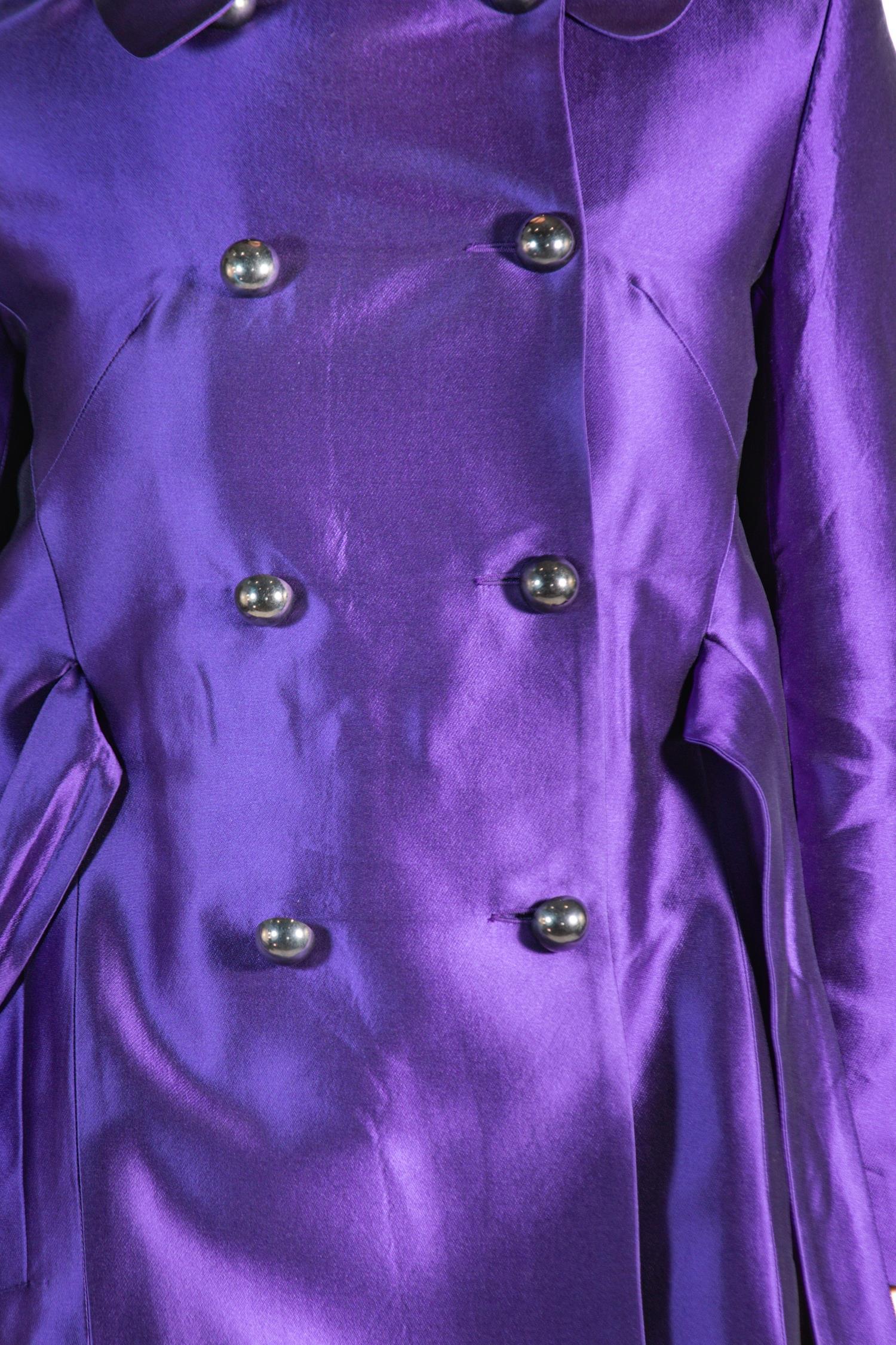 2000S Martin Grant Purple Silk Taffeta Coat 5