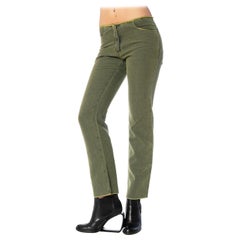 2000S MARTIN MARGIELA Forrest Green Cotton & Linen Relaxed Fit Jeans