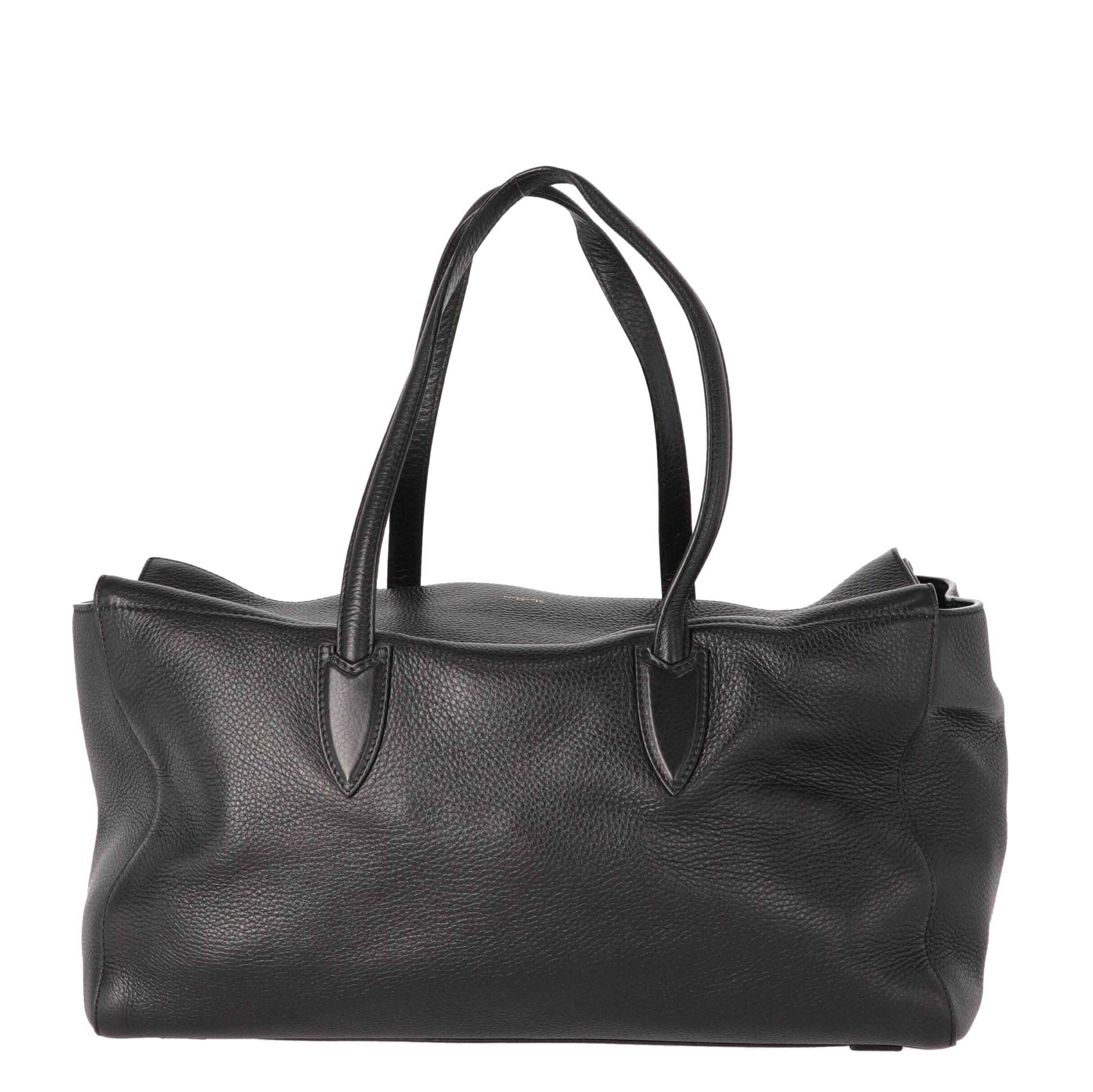 Women's 2000s Max Mara Black Leather Tote Bag