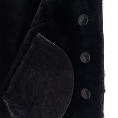 2000s Michael Kors Collection Black Patent Leather Shearling Fur Cropped Jacket