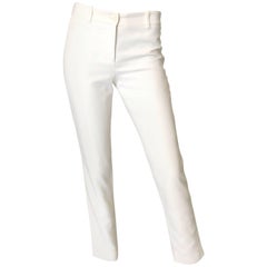 2000s Michael Kors Collection Size 2 White High Waisted Slim Cigarette Pants