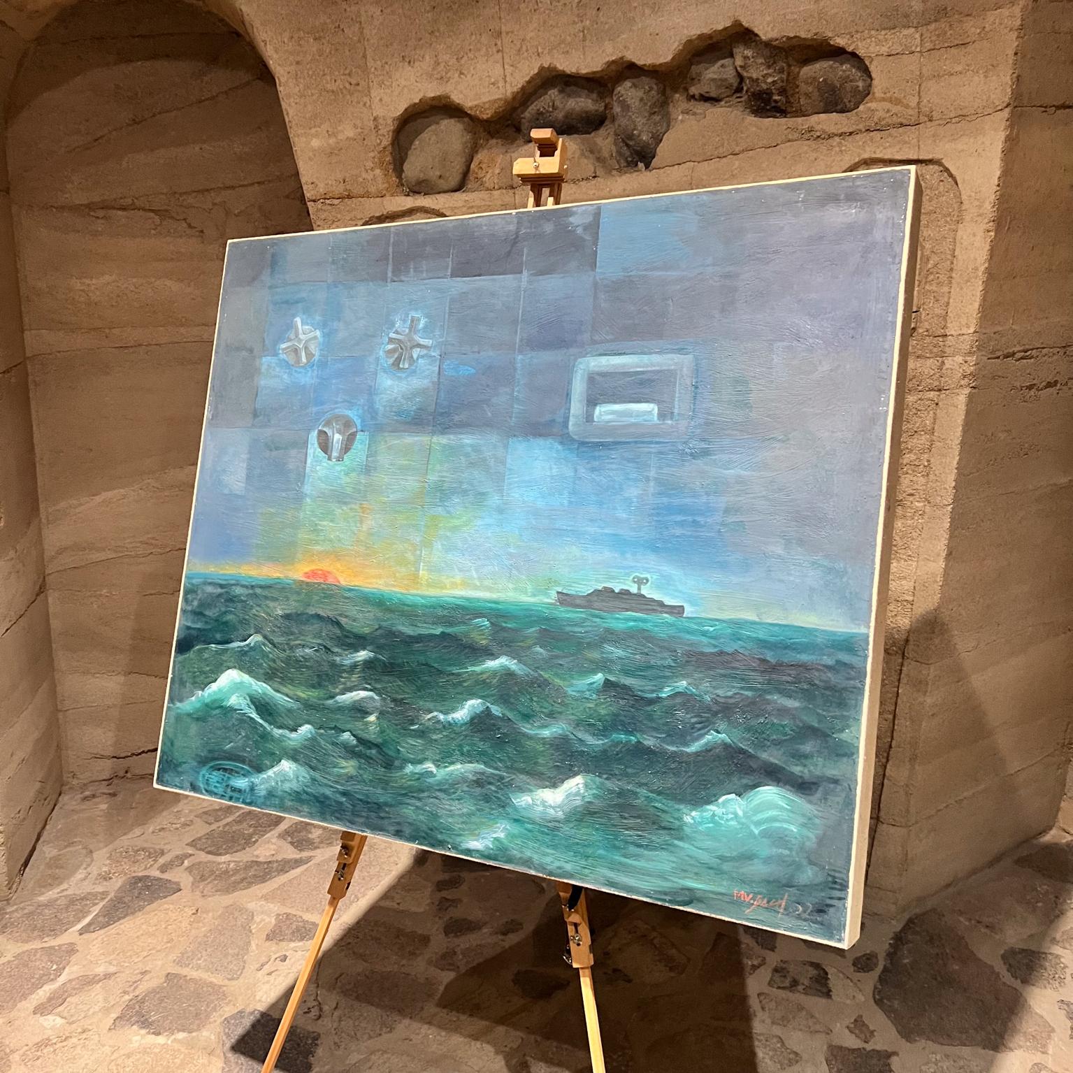 American 2000s Michael Wiebach Large Oil Painting Seascape Ocean For Sale