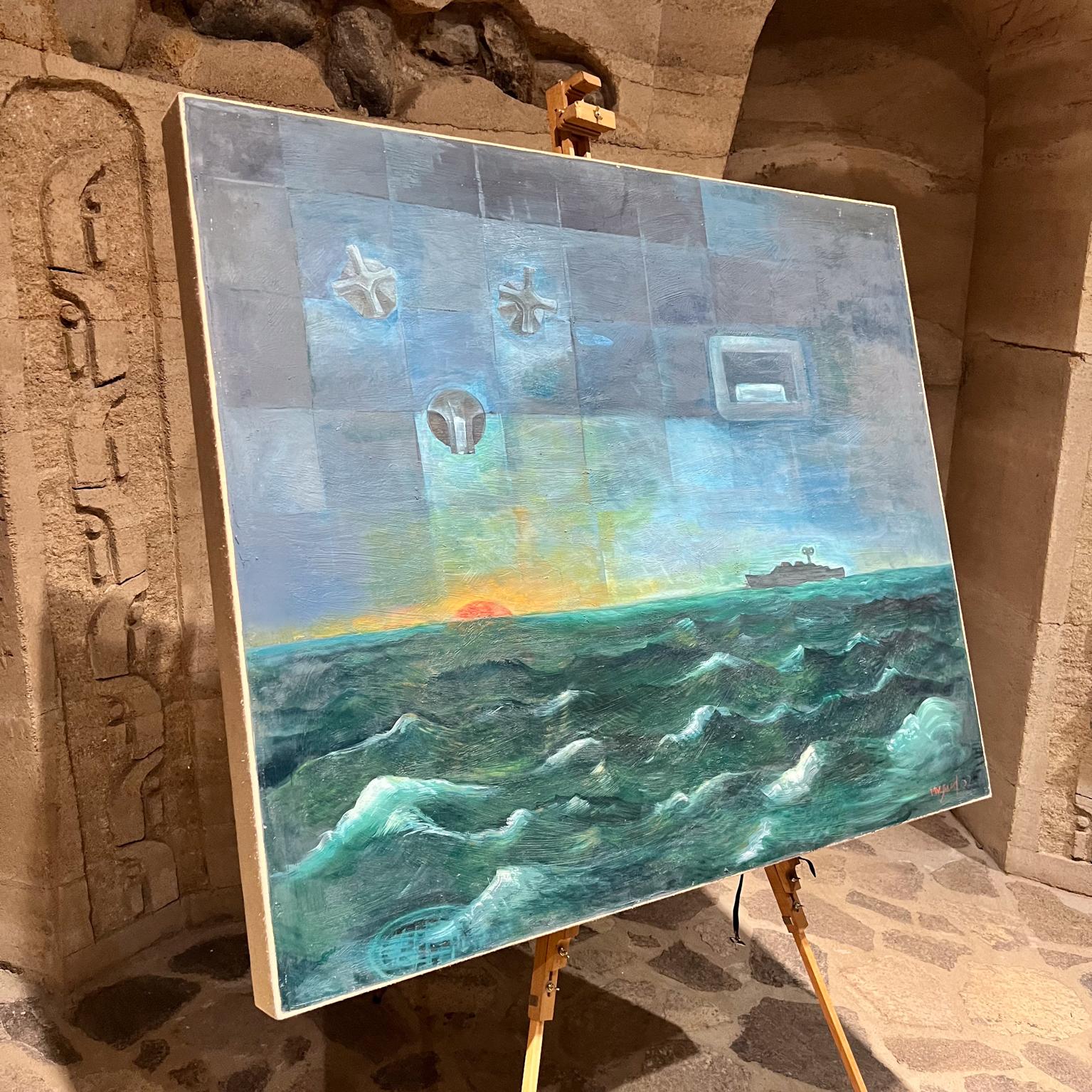 2000s Michael Wiebach Large Oil Painting Seascape Ocean In Good Condition For Sale In Chula Vista, CA