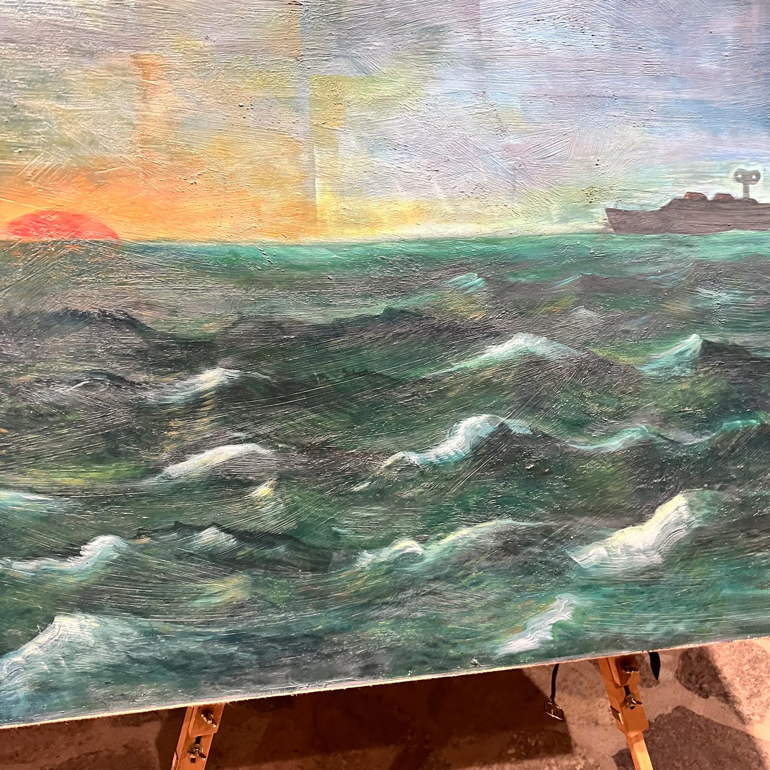 2000s Michael Wiebach Large Oil Painting Seascape Ocean For Sale 1