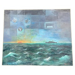 2000 Michael Wiebach Grande pittura ad olio Paesaggio marino Oceano