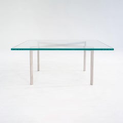 Table basse Mies van der Rohe Barcelona des années 2000 en acier inoxydable et verre