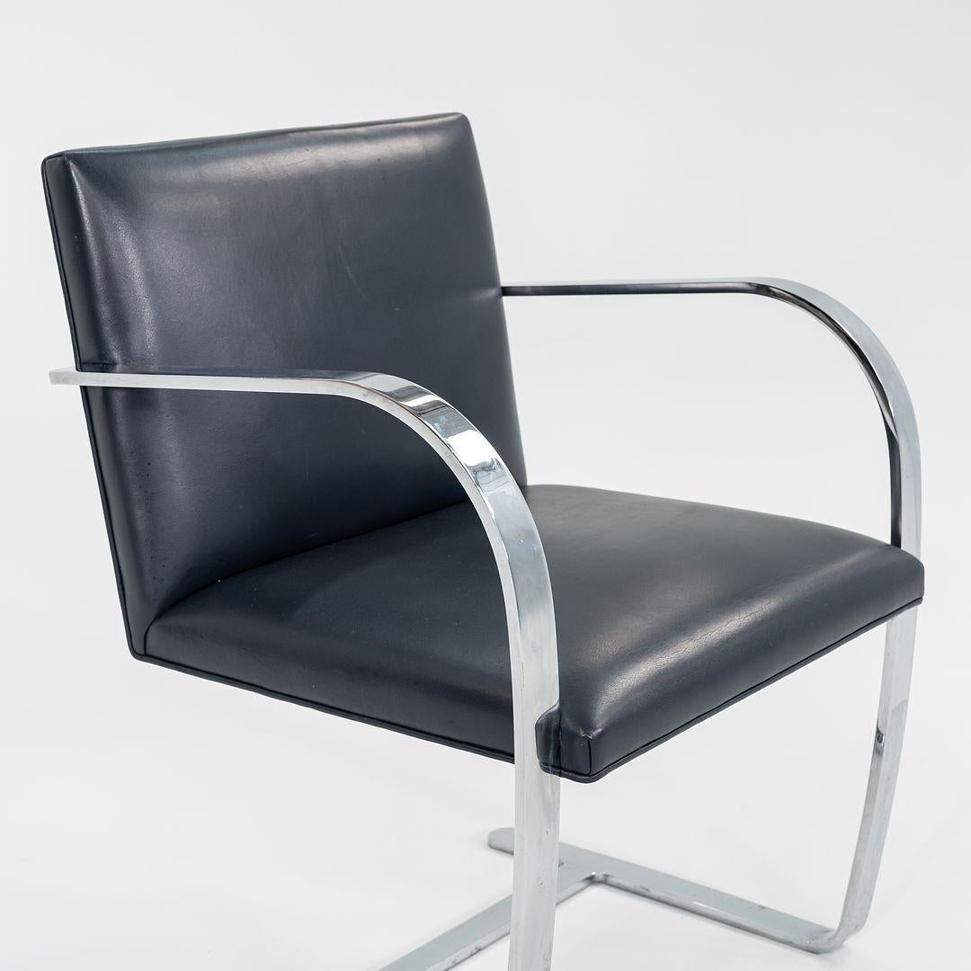 2000s Mies Van Der Rohe for Knoll Brno Chairs in Dark Blue Leather 12+ Available For Sale 3
