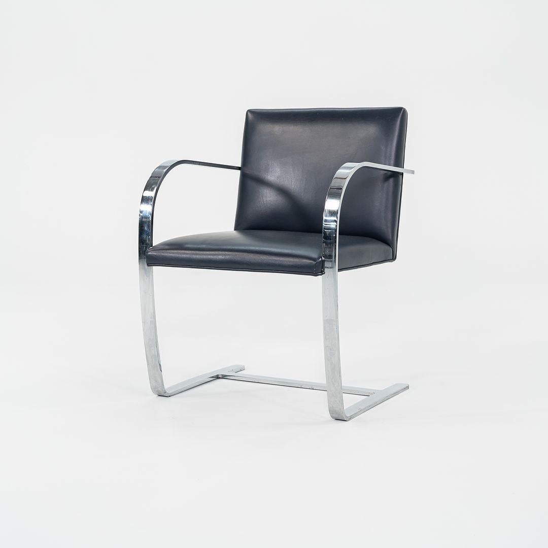 Modern 2000s Mies Van Der Rohe for Knoll Brno Chairs in Dark Blue Leather 12+ Available For Sale