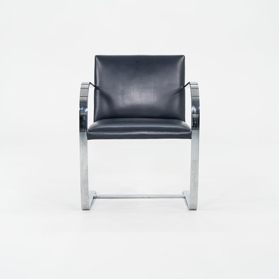 American 2000s Mies Van Der Rohe for Knoll Brno Chairs in Dark Blue Leather 12+ Available For Sale