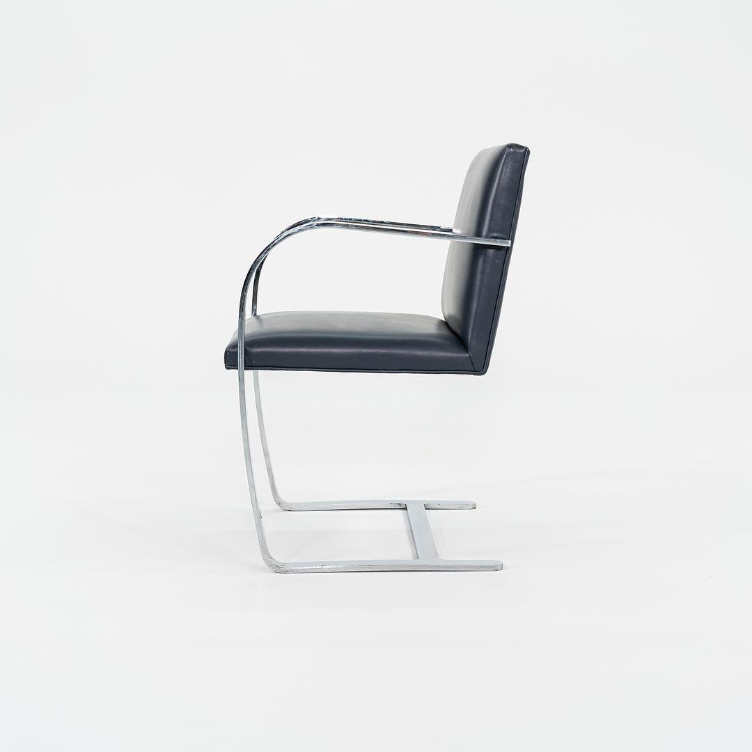Contemporary 2000s Mies Van Der Rohe for Knoll Brno Chairs in Dark Blue Leather 12+ Available For Sale