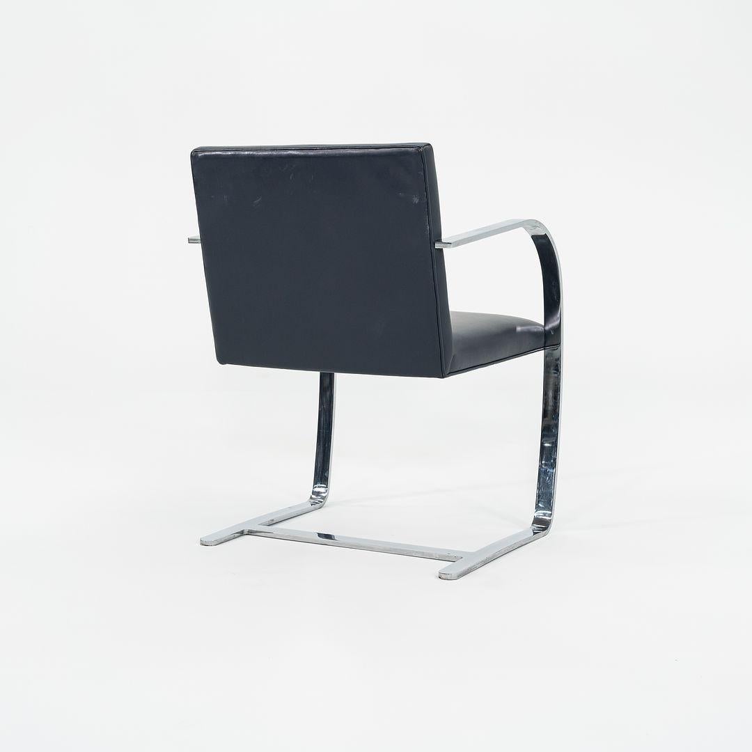 Steel 2000s Mies Van Der Rohe for Knoll Brno Chairs in Dark Blue Leather 12+ Available For Sale