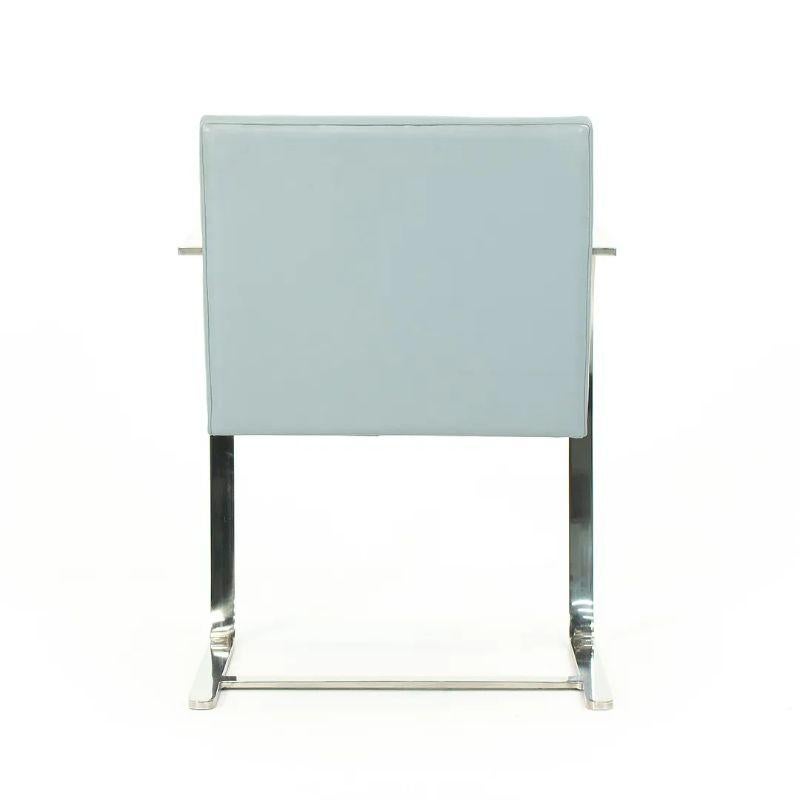 2000s Mies van der Rohe for Knoll Flat Bar Stainless Brno Chair Blue Leather 5x For Sale 5