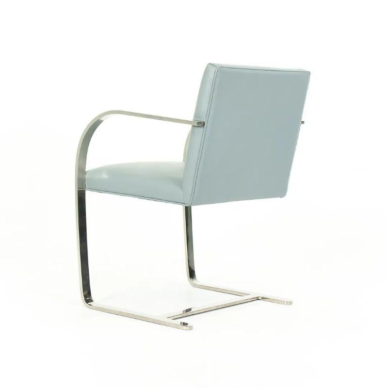 2000s Mies van der Rohe for Knoll Flat Bar Stainless Brno Chair Blue Leather 5x In Good Condition For Sale In Philadelphia, PA