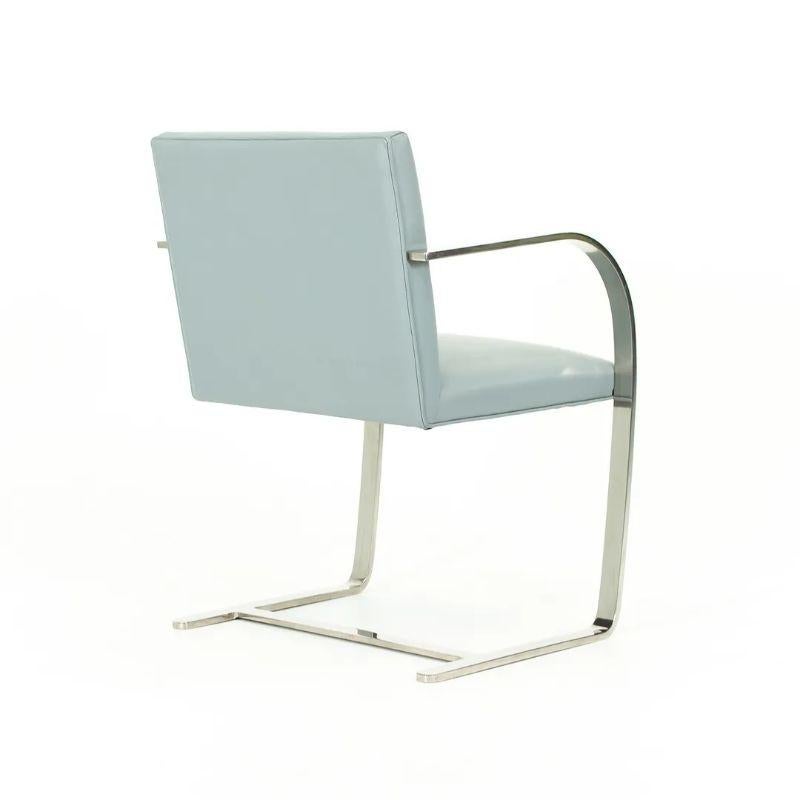 2000s Mies van der Rohe for Knoll Flat Bar Stainless Brno Chair Blue Leather 5x For Sale 2