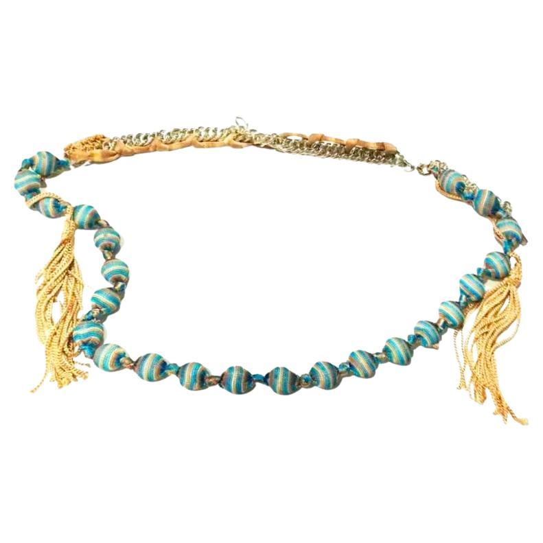 2000s Missoni Ball Head Multi Color Hippie Necklace Belt  For Sale