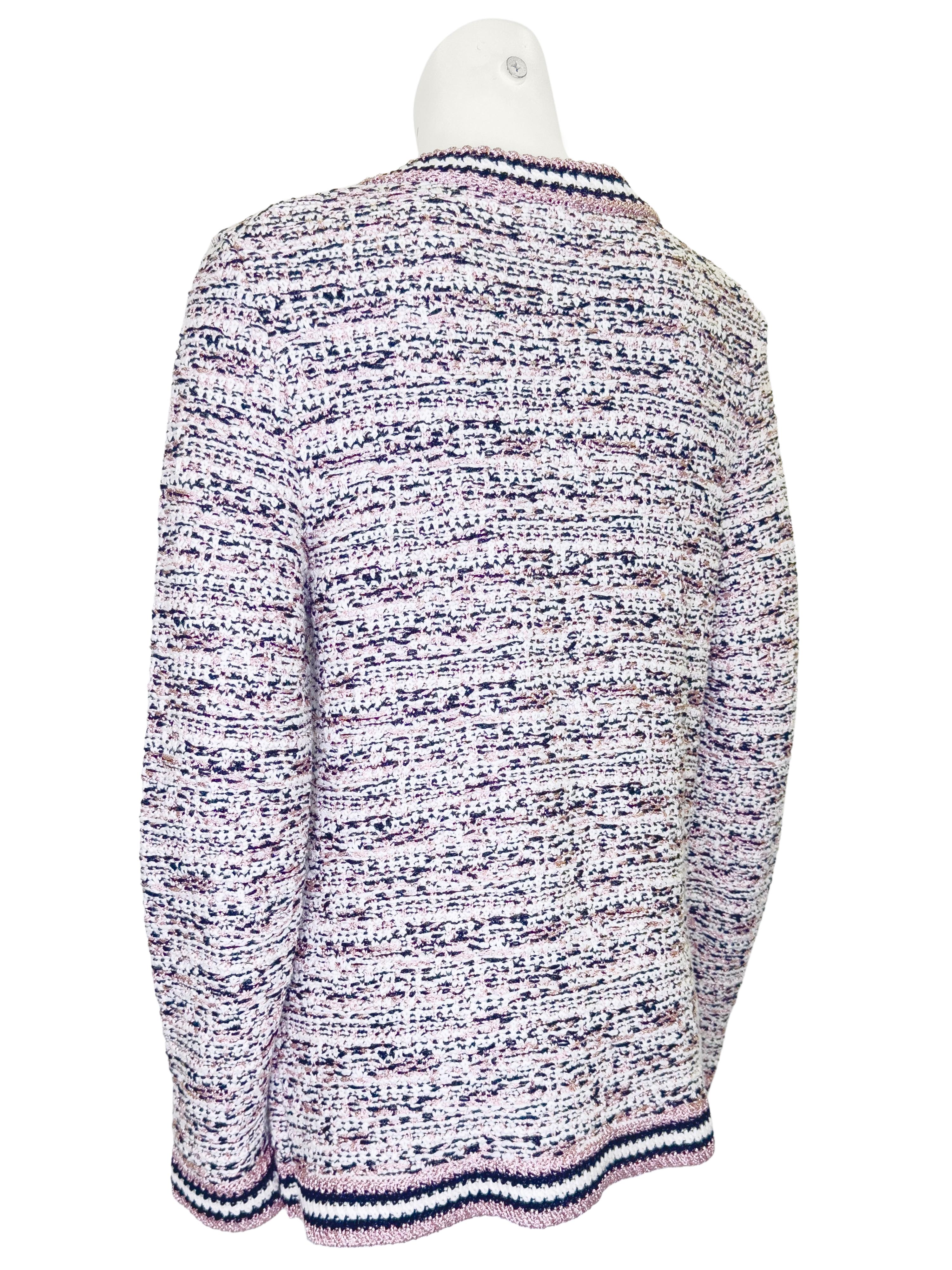 Gray 2000's Missoni Black, White and Rose Gold Sparkle Knit Long Cardigan For Sale