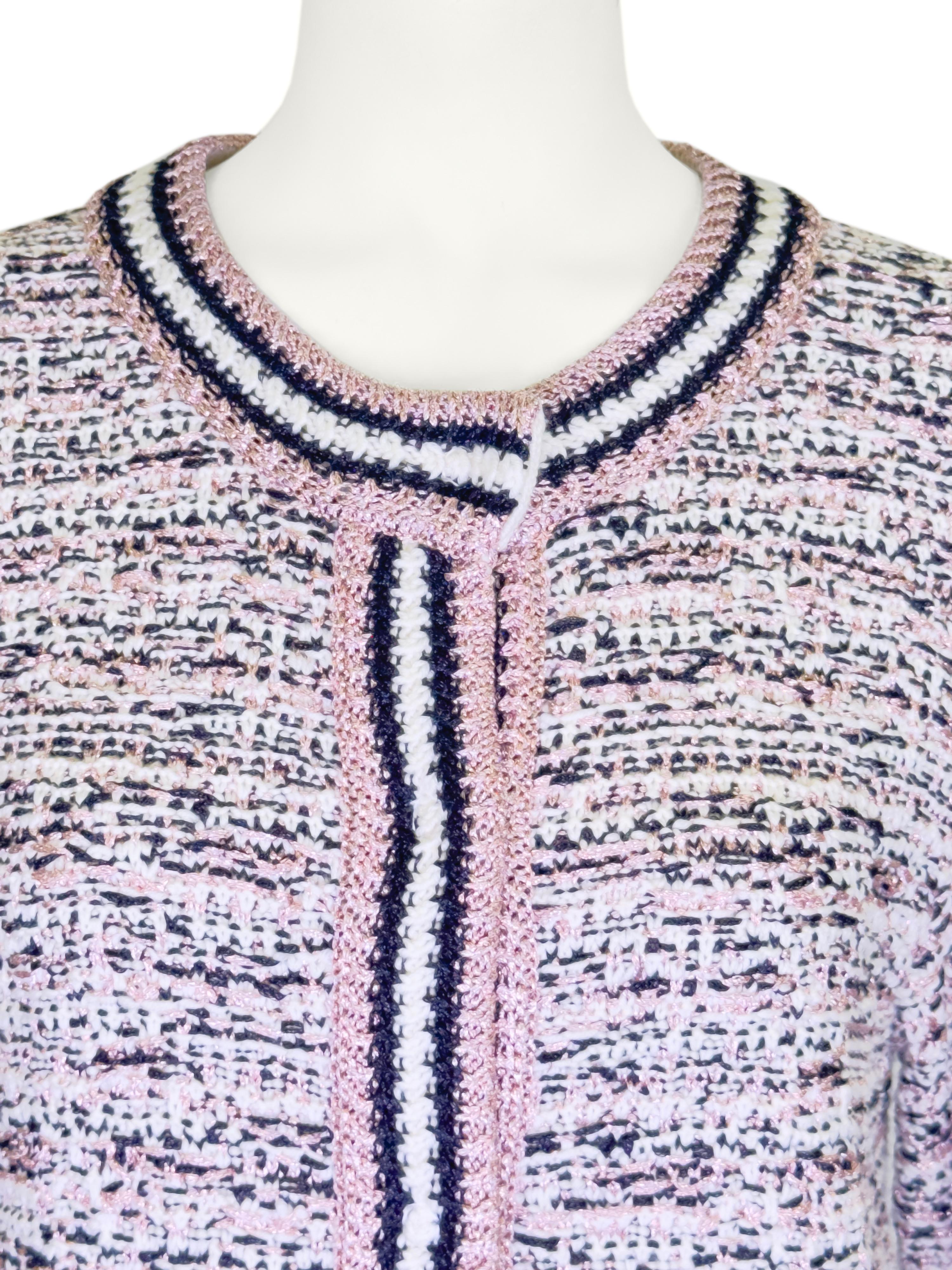 2000's Missoni Black, White and Rose Gold Sparkle Knit Long Cardigan In Good Condition For Sale In Toronto, Ontario