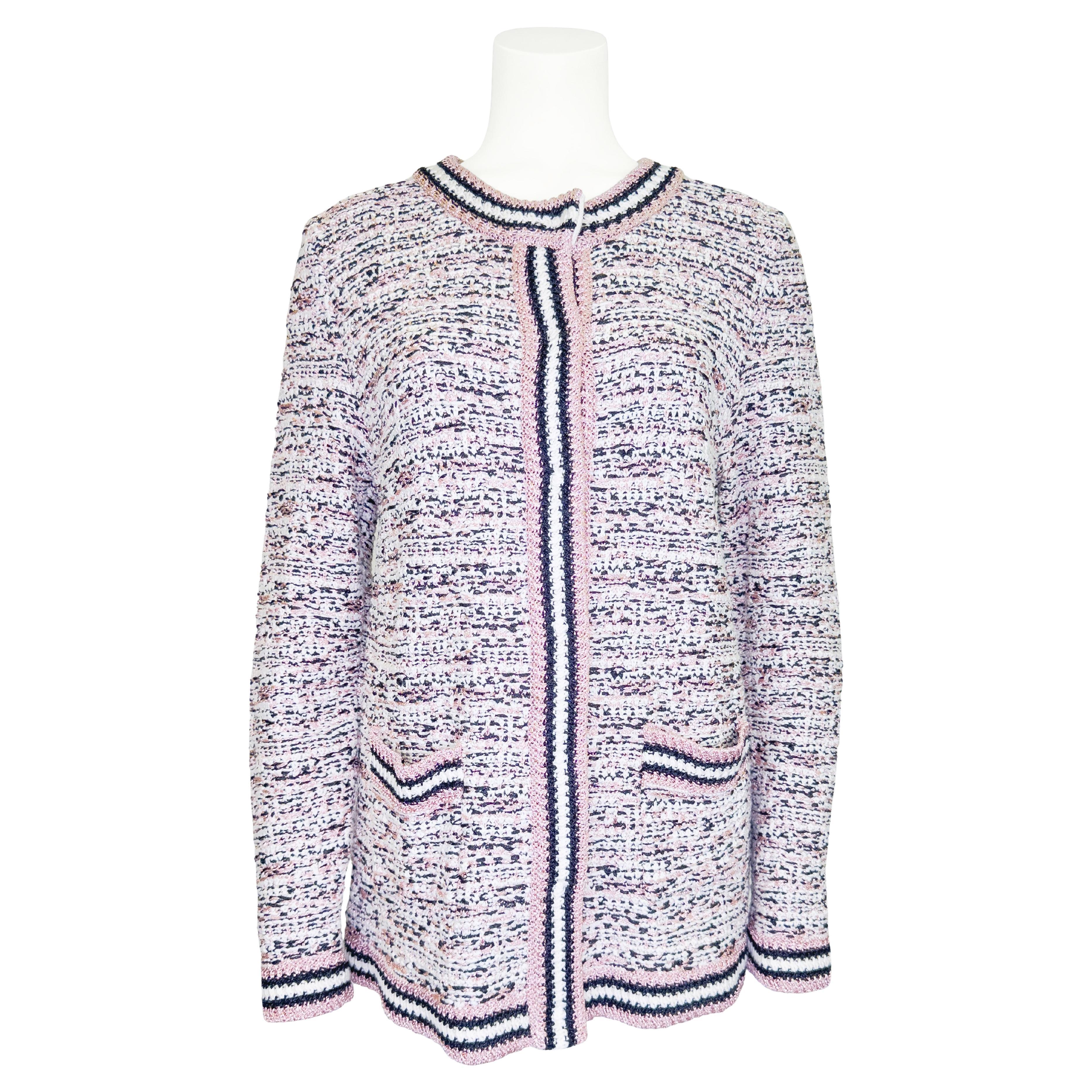 2000's Missoni Black, White and Rose Gold Sparkle Knit Long Cardigan