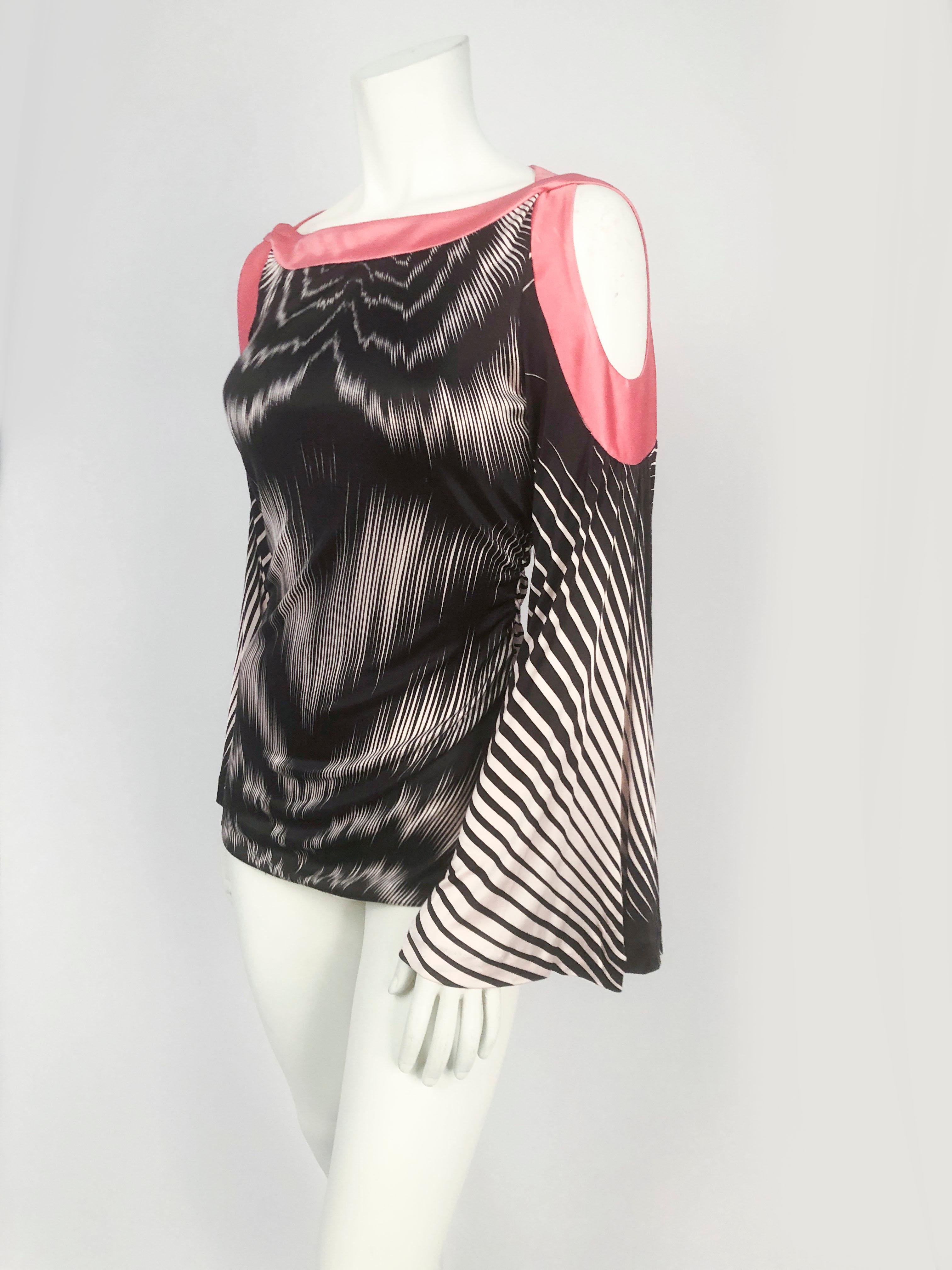 Black 2000s Missoni Printed Blouse with Bell Sleeves
